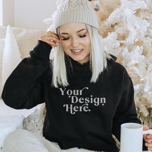 Christmas Mockup | Black Gildan 18500 Mockup | Holiday Sweatshirt Mockup | Christmas Hoodie Mockup | Winter Mockup | Hoodie Mockup