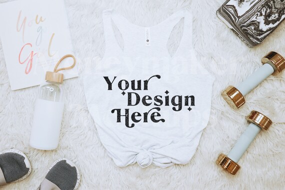 Next Level 6733 Mockup | Tank Mockup | Next Level 6733 Mockup Heather White | Fitness Mockup | Gym Tanktop Mockup | Tank Top Mock Up