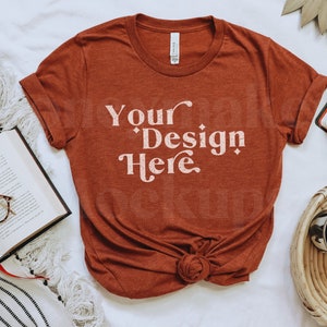 Bella Canvas 3001 Mockup | Bella Canvas Heather Clay Shirt | Flat Lay Tshirt Mockup | Bookworm Mockup | Book Lovers Mockup | Lifestyle Mock