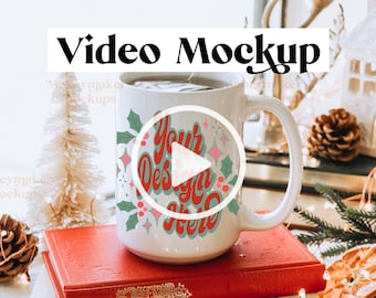 Christmas Mug Mockup Video | 11oz & 15oz White Mug