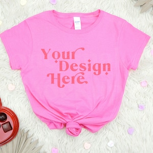 Valentines Day Mockup | Gildan 64000 Pink Mockup | Valentines Shirt Mockup | Valentines Day Shirt Mockup | Valentine Mockup