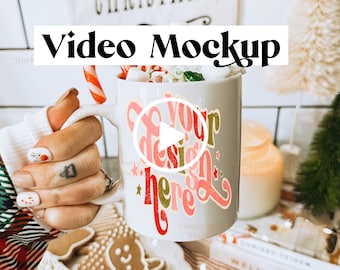 Christmas Mug Video Mockup | 11oz White Mug