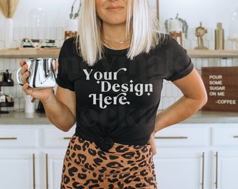 Bella Canvas 3001 Mockup | Bella Canvas Black Shirt | Tshirt Mockup | Black Shirt Mockup | Model Mockup | Coffee Shirt Mock | Boho Mockup
