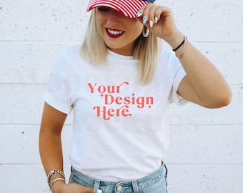 4th of July Gildan 64000 Mockup | Gildan 64000 White Shirt Mockup | White Shirt Mockup | Independence Day Shirt Mockup | Patriotic Mockup