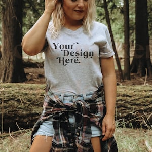 Bella Canvas 3001 Mockup | Bella Canvas Athletic Heather Shirt | Tshirt Mockup | Athletic Heather Shirt Mockup | Nature Shirt Mock