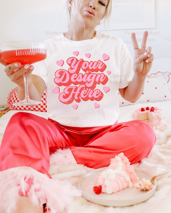 Valentines Day Mockup | Comfort Colors C1717 White Mockup | Bachelorette Shirt Mockup | Valentines Mockup | Aesthetic Shirt Mockup