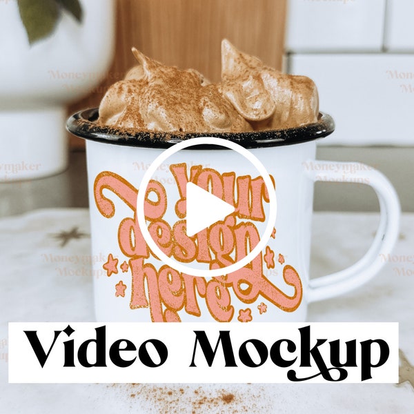 Coffee Mug Mockup | Video Mockup Enamel Camp Cup Mug Mockup | 11 Oz Enamel Mug Mockup | Mug Mockup | Video Mockup | Coffee Mug Mockup