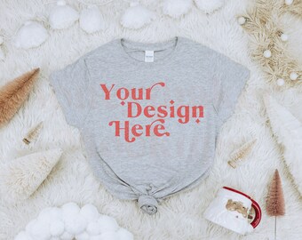 Christmas Mockup | Gildan 64000 Softstyle Mockup | Gildan 64000 Sport Grey | Holiday Shirt Mockup | Christmas Shirt Mockup | Winter Mockup