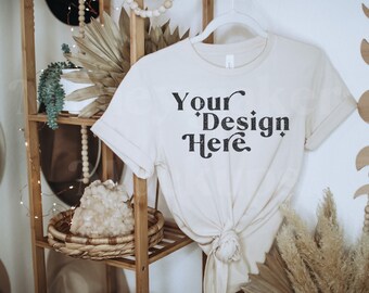 Maqueta de camisa boho color crema suave Bella Canvas 3001