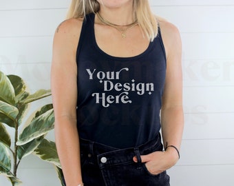 Black Next Level 1533 Mockup | Next Level 1533 Black Tank top Mockup | Black Tank Top Mockup | Model Mockup | Boho Mockup | Minimal Mockup