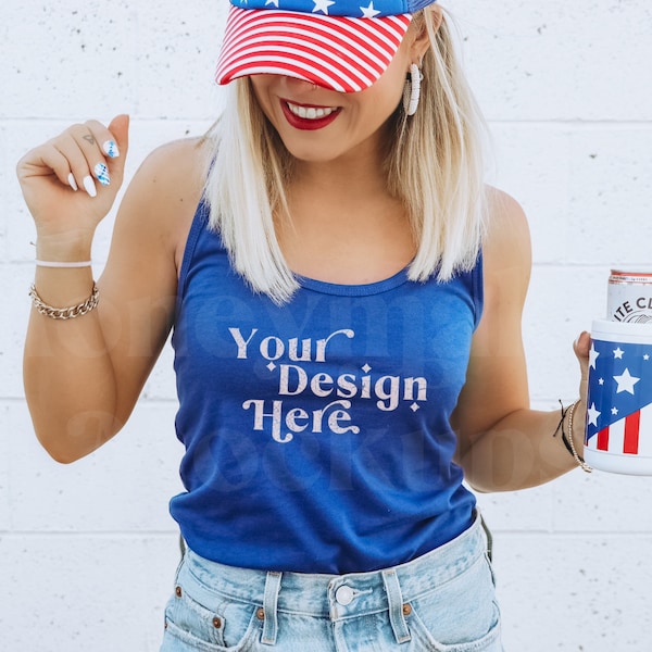 4th of July Next Level 1533 Mockup | Royal Blue Tank Top Mockup | Blue Tank Top Mockup | Independence Day Shirt Mockup | Patriotic Mockup