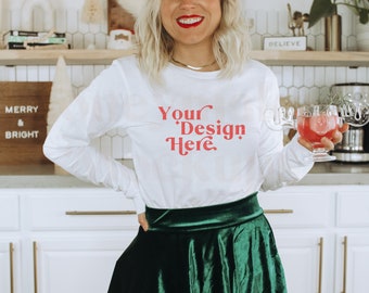 Christmas Mockup | Bella Canvas 3501 Mockup | Bella Canvas 3501 White | Holiday Shirt Mockup | Christmas Mockups | Christmas Party Mockup