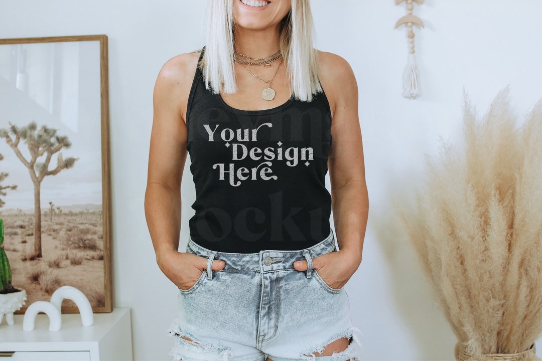 Next Level 1533 タンク モックアップ | ブラック タンクトップ モデル