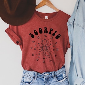 Scorpio Shirt, Zodiac Shirt, Scorpio Birthday Tee, Gift for Scorpio, Astrology Astrological Sign Horoscope 70s, October November Birthday