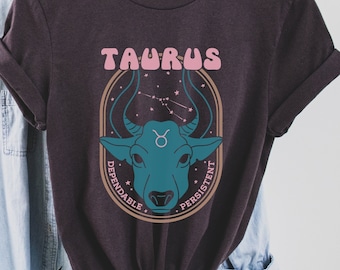Taurus Shirt, Zodiac 70s Tshirt, Taurus Astrology Tee, Retro Taurus Graphic T-Shirt, Zodiac T-Shirt, Zodiac Present, Taurus Gift, Horoscope