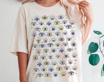 Third Eye Pattern Shirt, Evil Eye Pattern Shirt, All Seeing Eye, Boho Bohemian Shirt,Mystical Magical Eye Shirt, Occult, Regular Fit Unisex