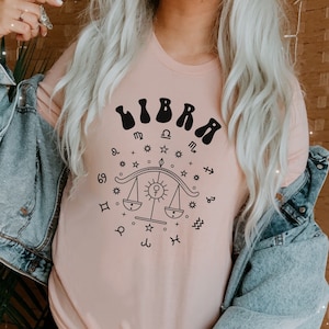 Libra Shirt, Zodiac Shirt, Libra Birthday Tee, Gift for Libra, Astrology Astrological Sign Horoscope 70s, September October Birthday