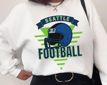 Retro Seattle Football Sweatshirt, Vintage Style Seattle Football, 90s Seattle Football, Seattle Washington Sports Fan Crewneck, Unisex