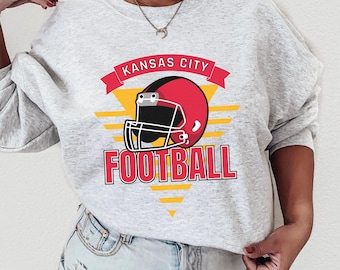 Retro Kansas City Football Sweatshirt, Vintage Style Kansas City Football, 90s KC Football, Kansas City Missouri Sports Fan Crewneck