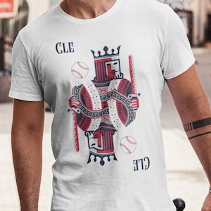 Camisa de beisebol Cleveland, camisa de baralho Cleveland Baseball King, cartão de beisebol Cleveland King, camisa esportiva Cleveland Ohio