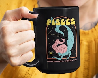 Pisces Mug, Zodiac 15 oz Coffee Mug, Pisces Constellation Astrology Mug, Pisces Birthday Gift, Pisces Horoscope, February March Birthday