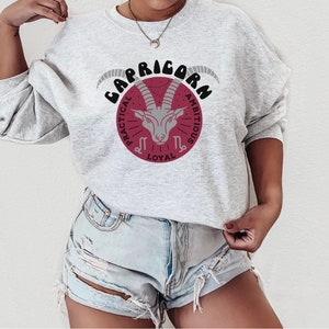 Capricorn Sweatshirt, Zodiac Gift, Capricorn Birthday Sweatshirt, Retro Astrology Constellation Horoscope, December January Birthday