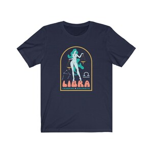 Koszulka Libra, koszulka zodiakalna z lat 70., koszulka astrologiczna Libra, koszulka z grafiką retro Libra, koszulka zodiakalna, prezent zodiakalny, prezent Libra, horoskop Navy
