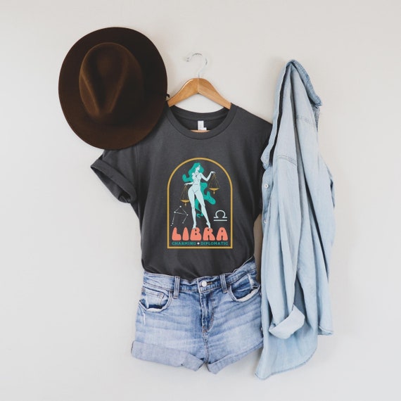 Libra Shirt, Zodiac 70s Tshirt, Libra Astrology Tee, Retro Libra Graphic T-Shirt, Zodiac T-Shirt, Zodiac Present, Libra Gift, Horoscope