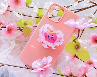 PhoneGrip Kirby, San Valentin, Kirby cupido, Kirby Soporte, Kirby Soporte para Teléfono, removible, Kirby lindo, Corazón, Ángel, Kawaii Cute