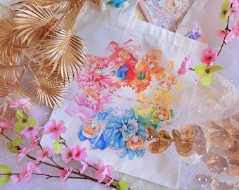 NEW CARDCAPTOR SAKURA tote bag, Kawaii bolsa tela, bolsa algodón chica mágica, círculo de colores, mágico, bolsa ilustrada, Card captor, art