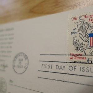 50 Year Anniversary - The American Legion - First Day of Issue Stamps on Postcard