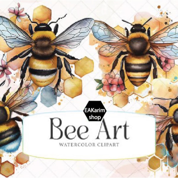 BEE CLIPART, Watercolor Cute Bee, Watercolor Bee, Bee PNG, Bee clipart, Bee, Digital Bee, Animal, Instant download