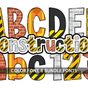 CONSTRUCTION FONT Svg, alfabeto de construção, letras e números de construção svg para cricut, silhueta - download instantâneo