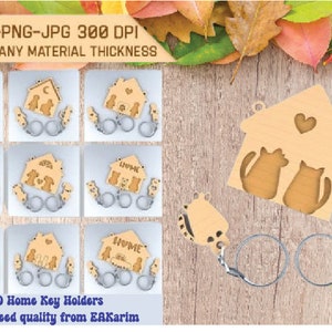 3D Home key holders laser cut bundle, hanging house keyichain key holder, home decor, family laser cut, wall keyring holder, key keeper svg