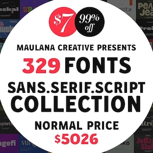 329 Fonts Mega Bundle: Script & Sans Serif (Instant Download)