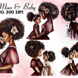 BLACK MOM and DAUGHTER png sublimation design download, Mother's Day, black mom png, afro png, glitter mama png,sublimate designs download