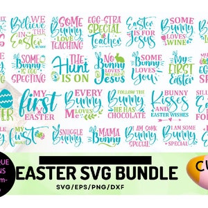 HAPPY EASTER SVG Bundle, Easter Svg, Easter quotes, Easter Bunny svg, Easter Egg svg, Easter png, Spring svg, Cut Files for Cricut.