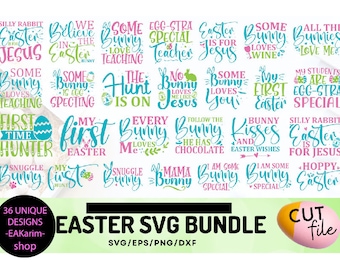 HAPPY EASTER SVG Bundle, Easter Svg, Easter quotes, Easter Bunny svg, Easter Egg svg, Easter png, Spring svg, Cut Files for Cricut.