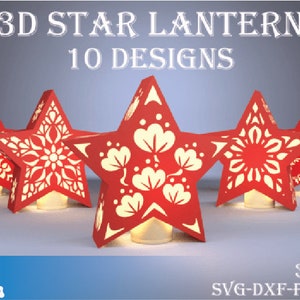 Lot de lanternes étoiles SVG | Créations en papier | Lampe en papier SVG | Conception de lanterne étoilée, fichiers numériques, téléchargement immédiat