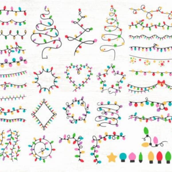 Christmas Lights Svg, Merry Christmas Svg, Christmas lights png, lights Svg, Svg file for cricut, colorful lights, Instant download