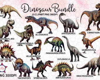 Dinosaurs watercolor clipart bundle fantasy Magical T-rex dinosaurs dinosaur clipart clipart instant download journal scrapbook PNG