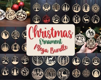 Christmas Ornament Svg Bundle Laser Cut File, Christmas Ornament With Name Svg, Custom Glowforge Files , Christmas Tree Decoration SVG Files