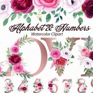 Alfabeto floreale A - Z clipart, lettere floreali Png, alfabeto acquerello png, lettere di matrimonio png, lettere floreali clipart, clip art floreale, Boho