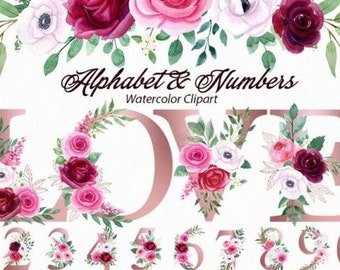 Floral Alphabet A - Z clipart,Floral Letters Png,Watercolor Alphabet png,Wedding letters png,Floral letters clipart ,Floral Clip art,Boho