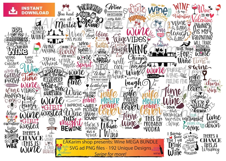 192 WINE SVG BUNDLE, Wine Svg, Alcohol Svg Bundle, Wine Glass Svg ...