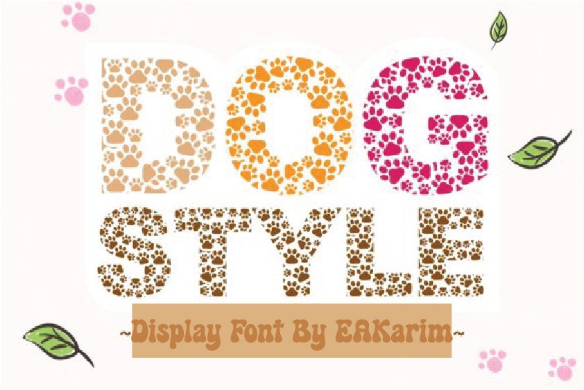 Dog Paw Print Fonts - Real Custom Typeface Installable Font For Your DIY Decorative Projects - San-Serif TTF OTF Formats - Digital Download