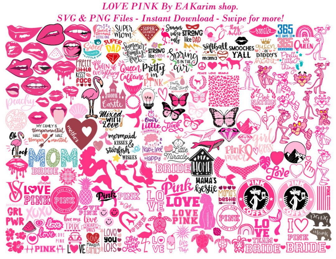 LOVE PINK SVG, Love Pink Svg Bundle, Love Pink Clipart, Pink Panther