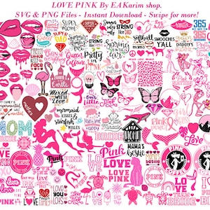 LOVE PINK SVG, Love Pink Svg Bundle, Love Pink ClipArt, Pink Panther, Pink Mermaid, Pink Lips, Flamingo Pink, svg, png, Téléchargement instantané.