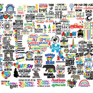 93 BUNDLE SVG AUTISME, Svg de puzzle autisme, sensibilisation à l'autisme, Svg maman autisme, soyez gentil Svg, pièce de puzzle Svg, coeur, citations, amour, Cricut, fichiers de coupe