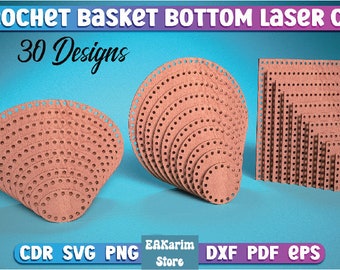 FOND DE PANIER AU CROCHET découpé au laser, fichiers Svg, Cdr, Png, Dxf, Eps, fonds pour panier au crochet, base de panier au crochet Fichiers découpés au laser